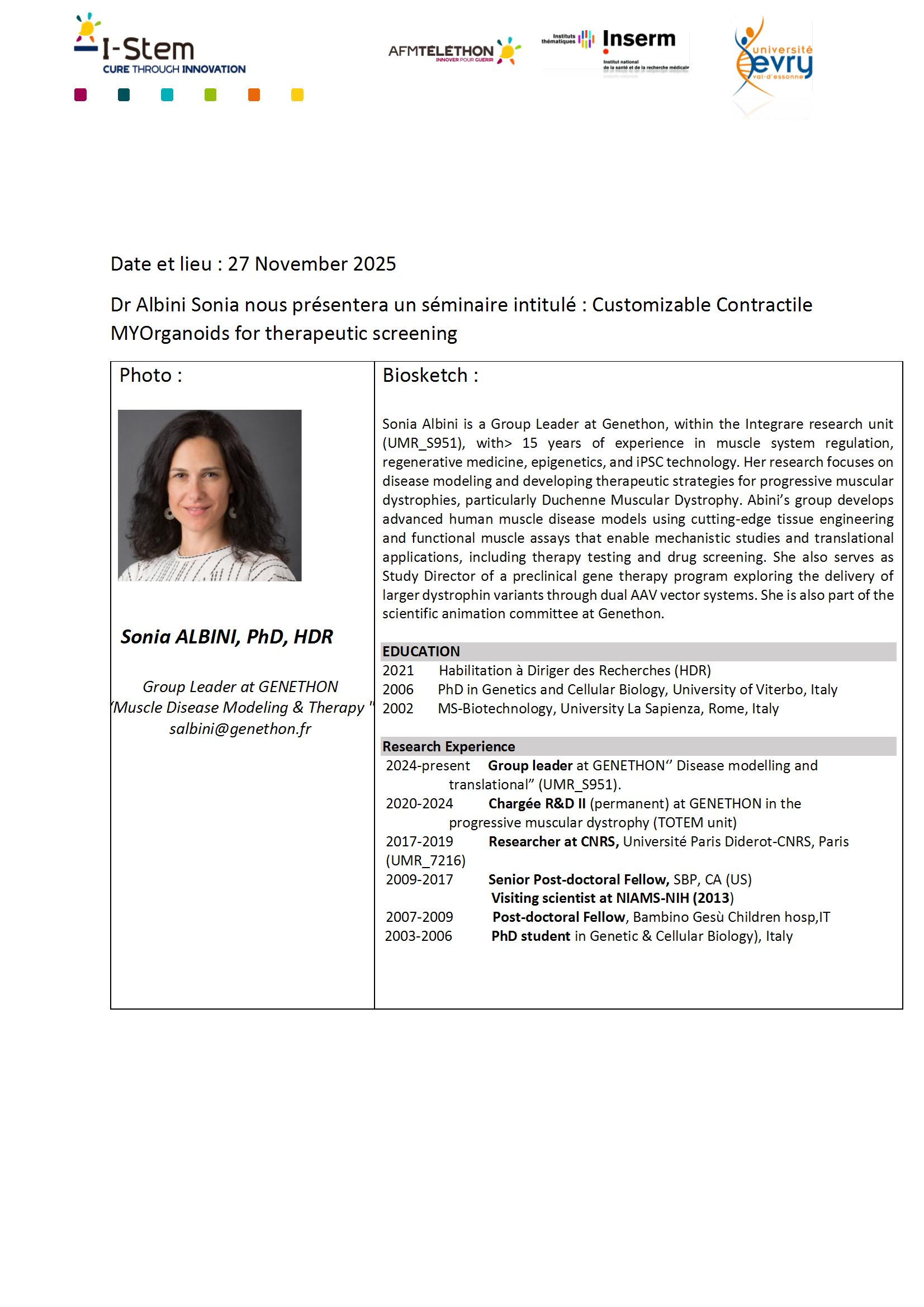 Séminaire du jeudi, dr Albini page 1